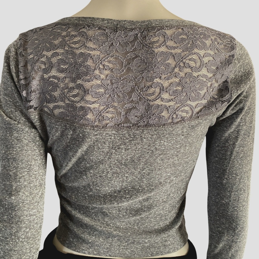 Hollister Gray Lace-Back Long Sleeve Tee
